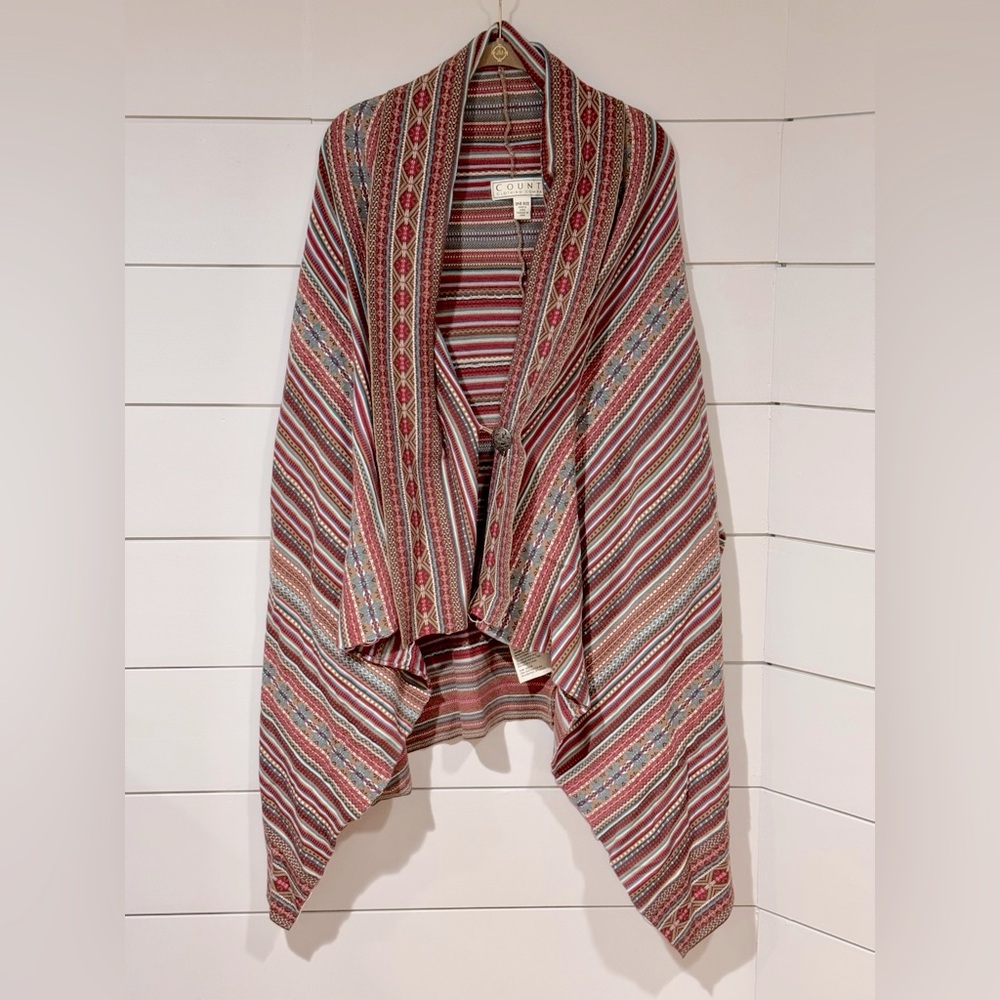 County Clothing Co Open Front Cotton Cardigan Southwestern Aztec Print One Size